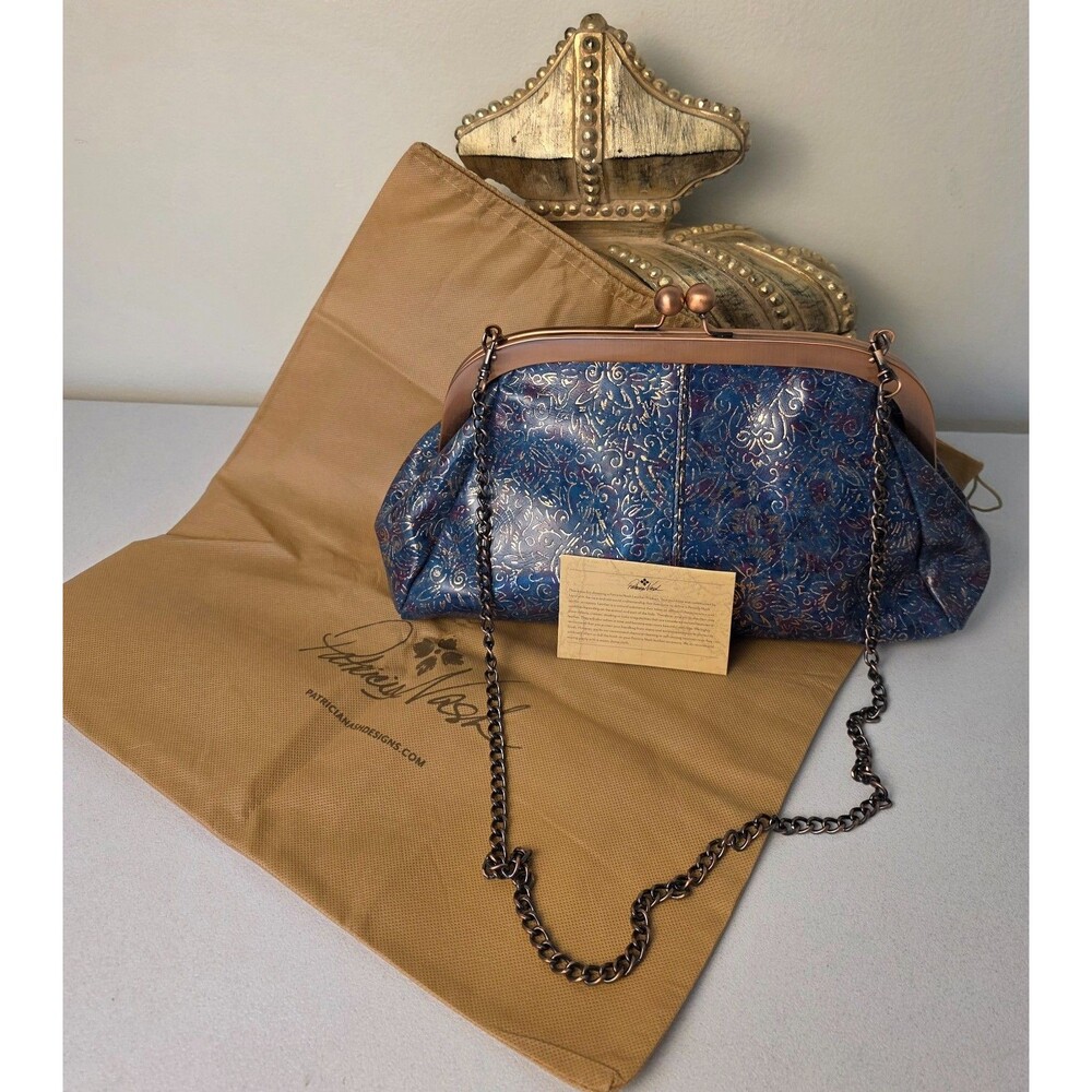 New PATRICIA NASH Mia Leather Frame Satchel Kimono Tapestry Crossbody Clutch